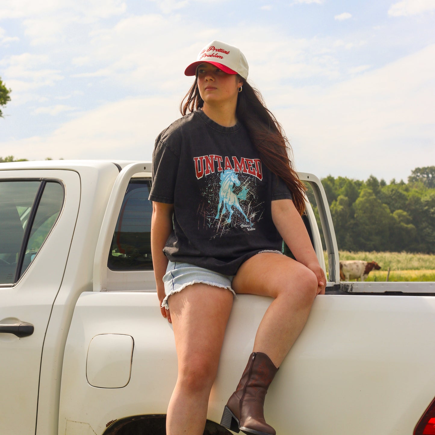 oversized untamed cowgirl tshirt