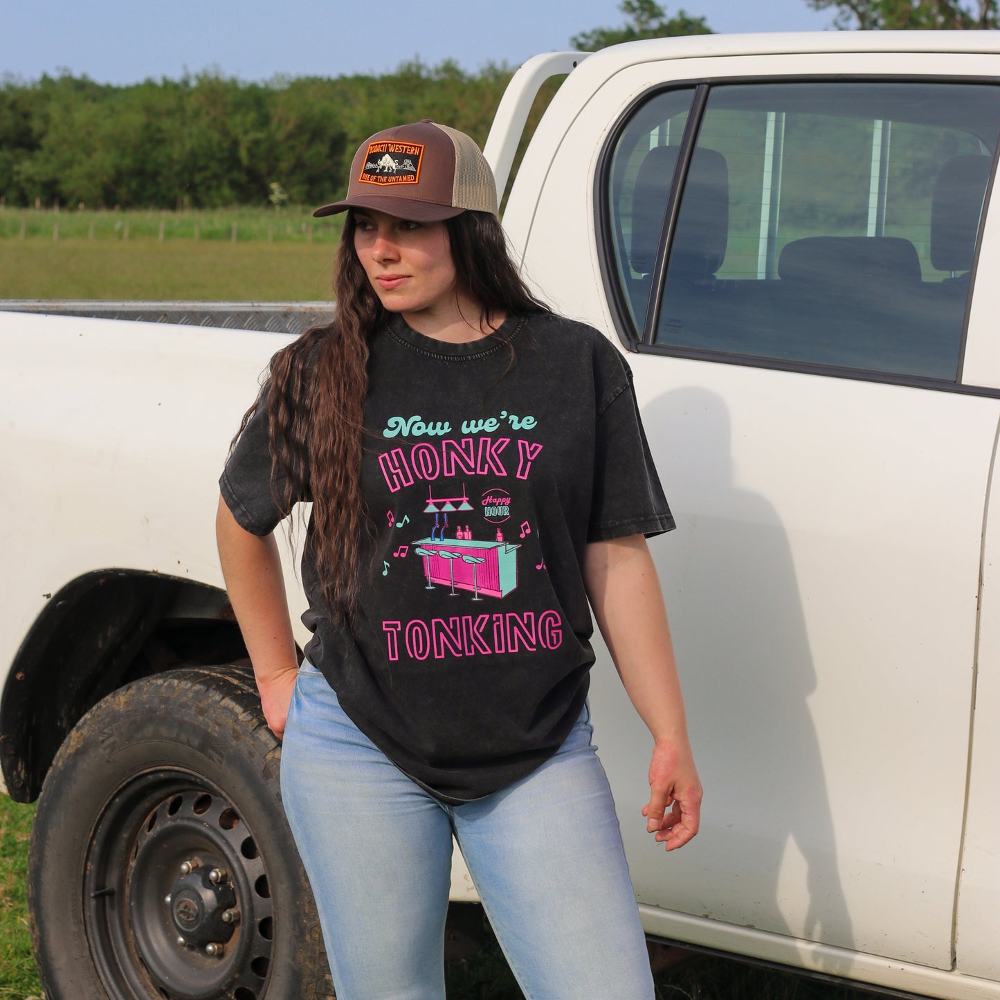 oversized acid wash cowgirl tshirt