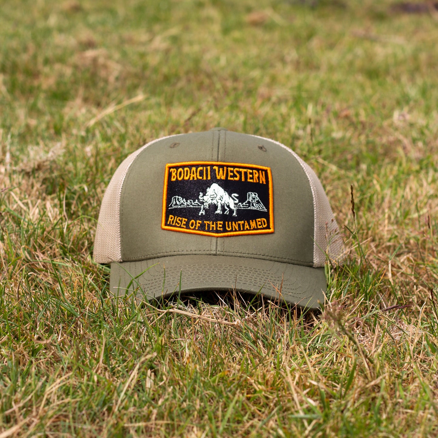 khaki green trucker cap cowboy