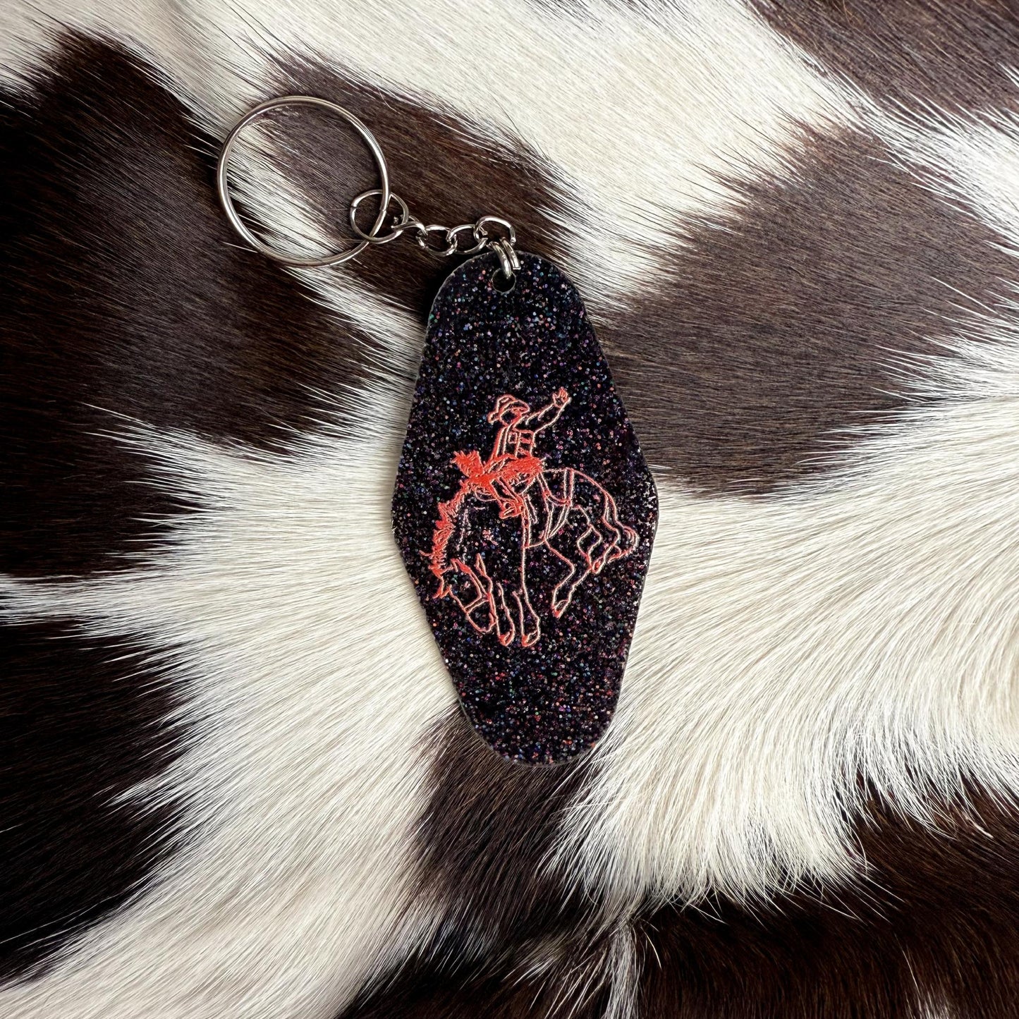 Keep on Kicking Bronc Rider Keyring