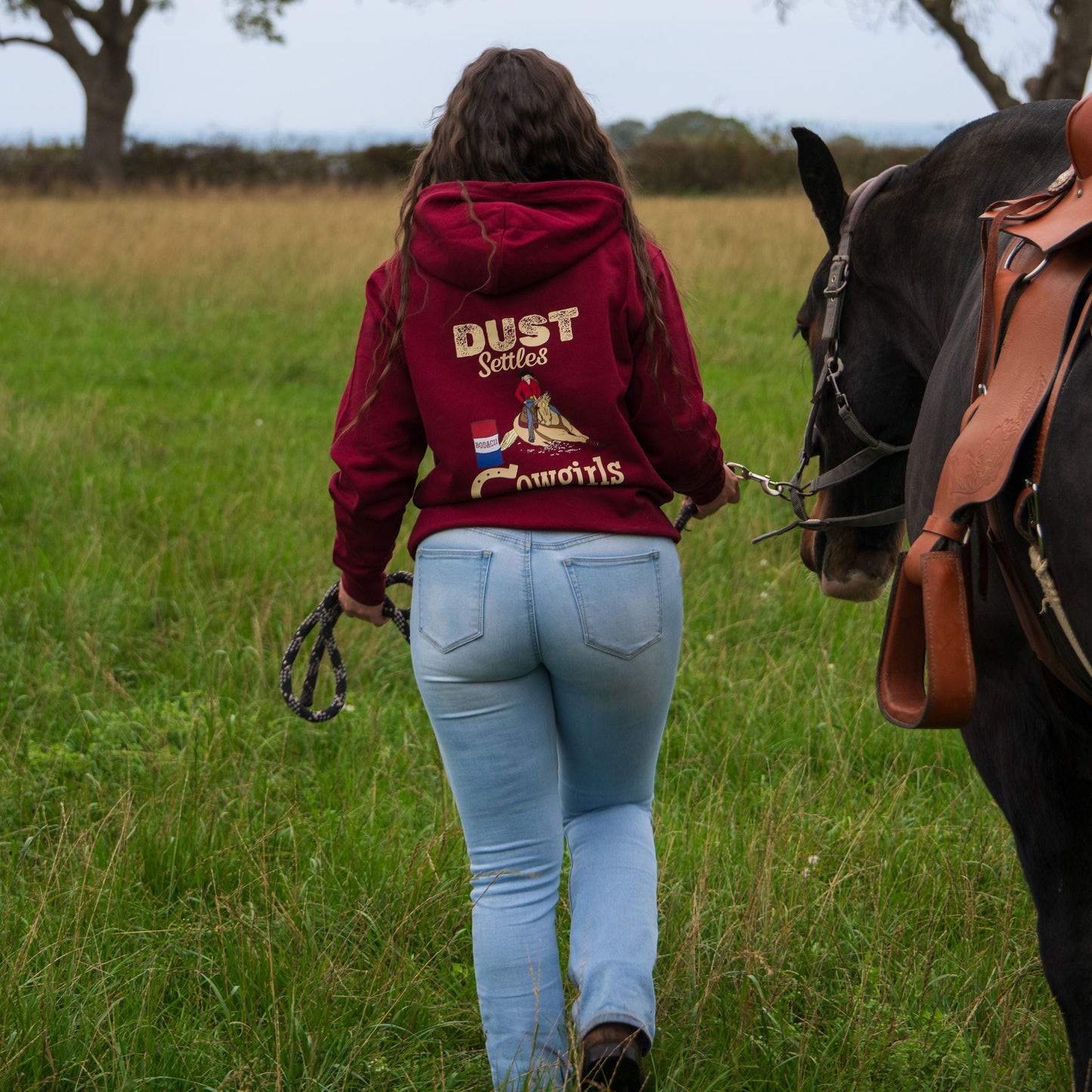 cowgirl barrel racing hoodie and horse