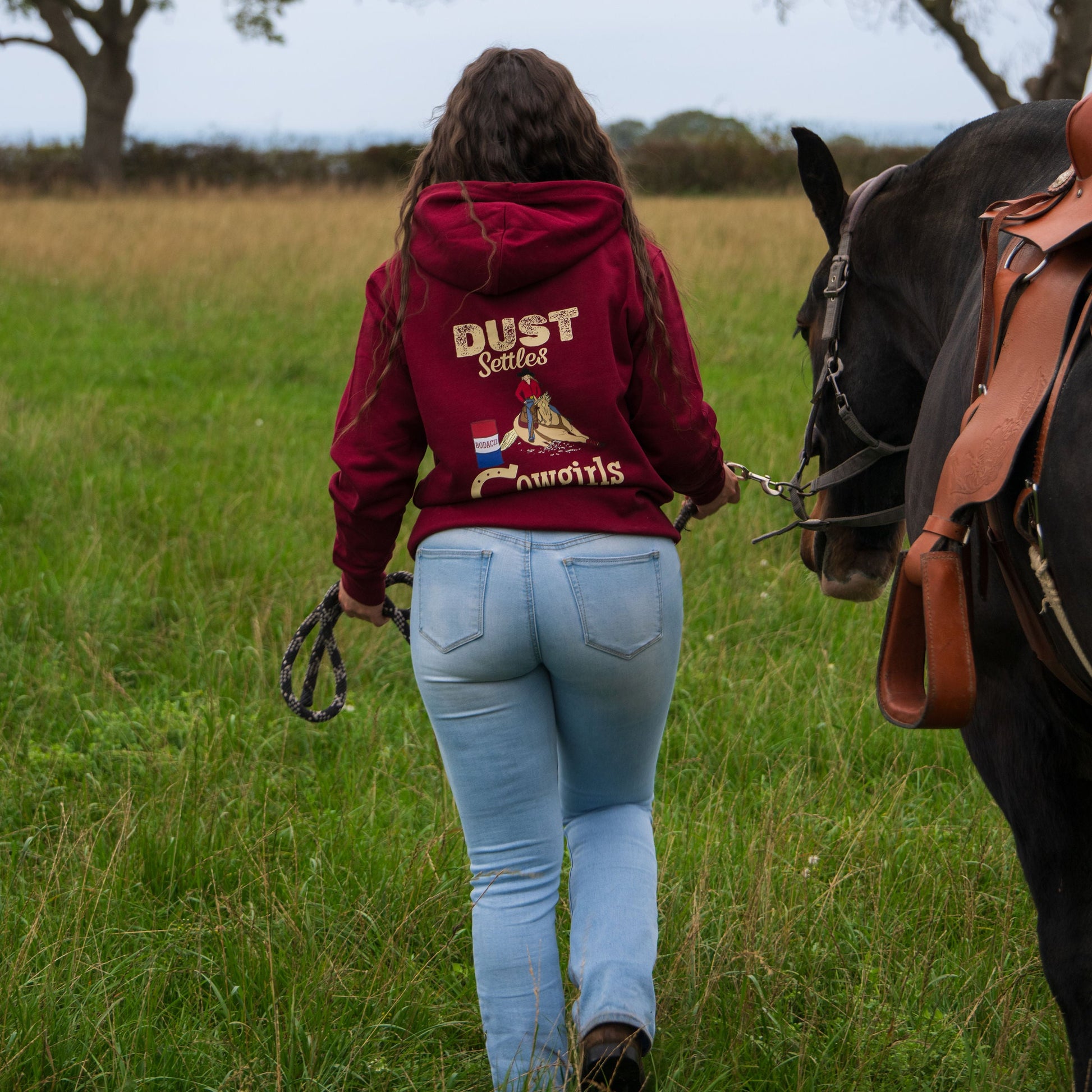 cowgirl barrel racing hoodie and horse