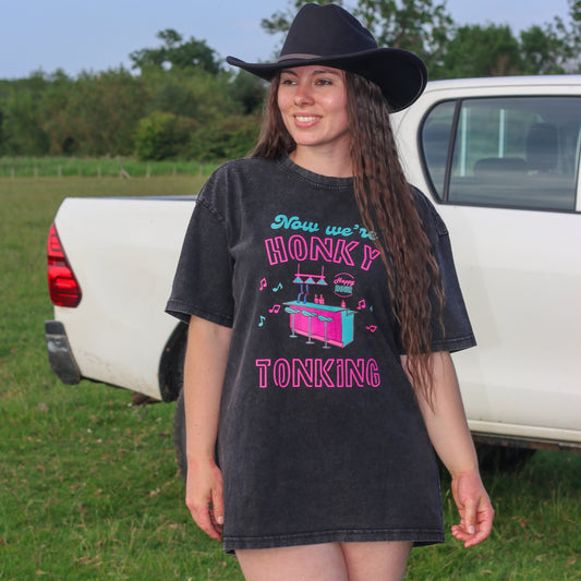 Oversized acid wash cowgirl tshirt dress
