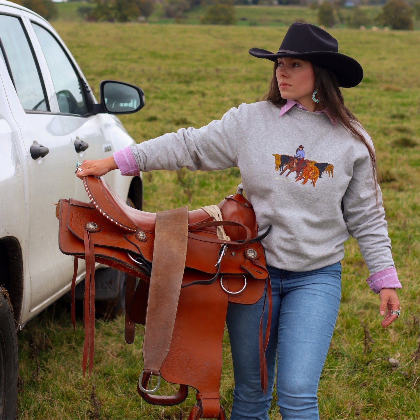 cattle cutting, rodeo sweatshirt