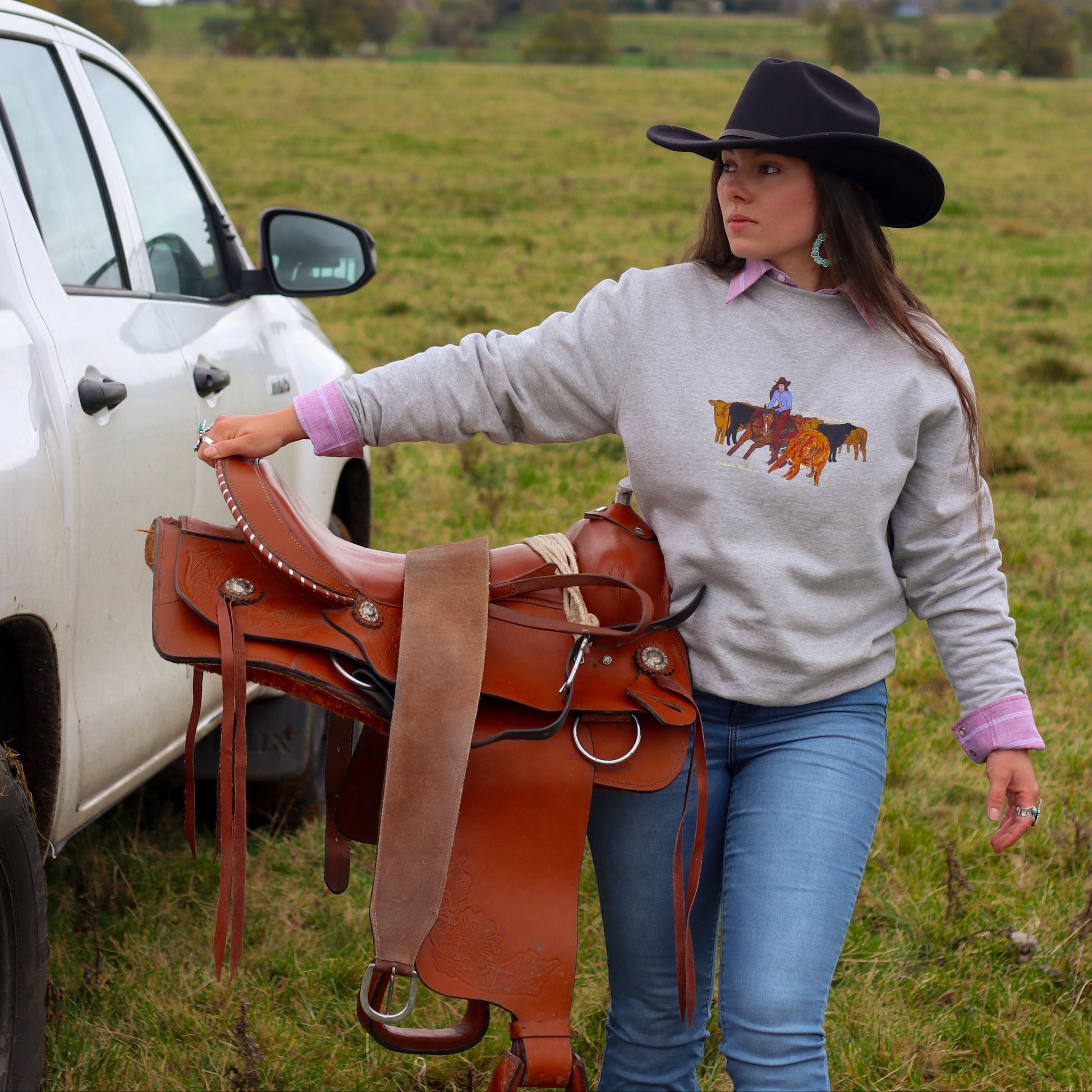 cattle cutting, rodeo sweatshirt