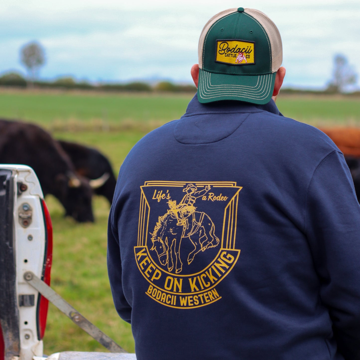 bronc riding cowboy quarter zip