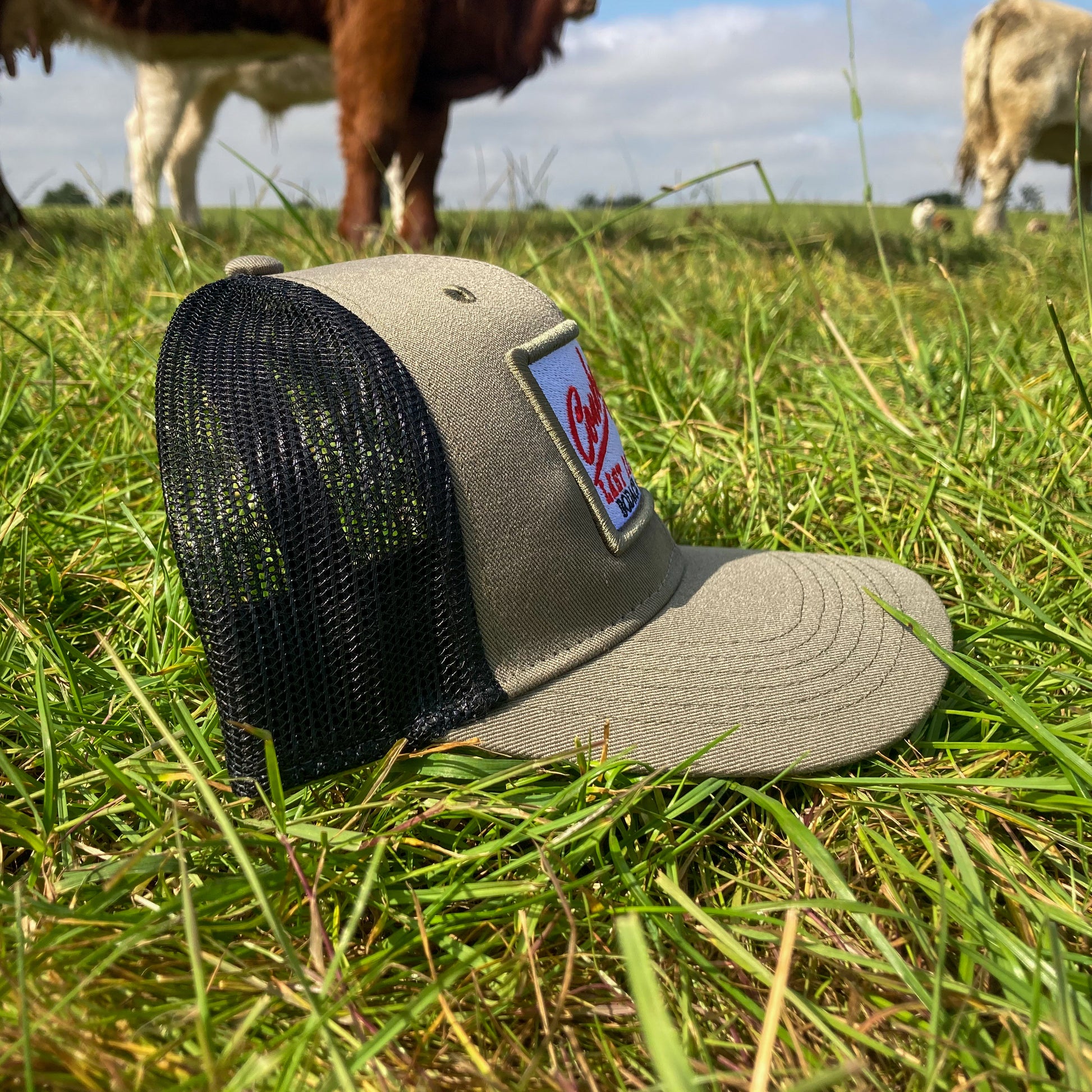 cowboy trucker cap - Olive Green. Country western gifts for cowgirls and cowboys.