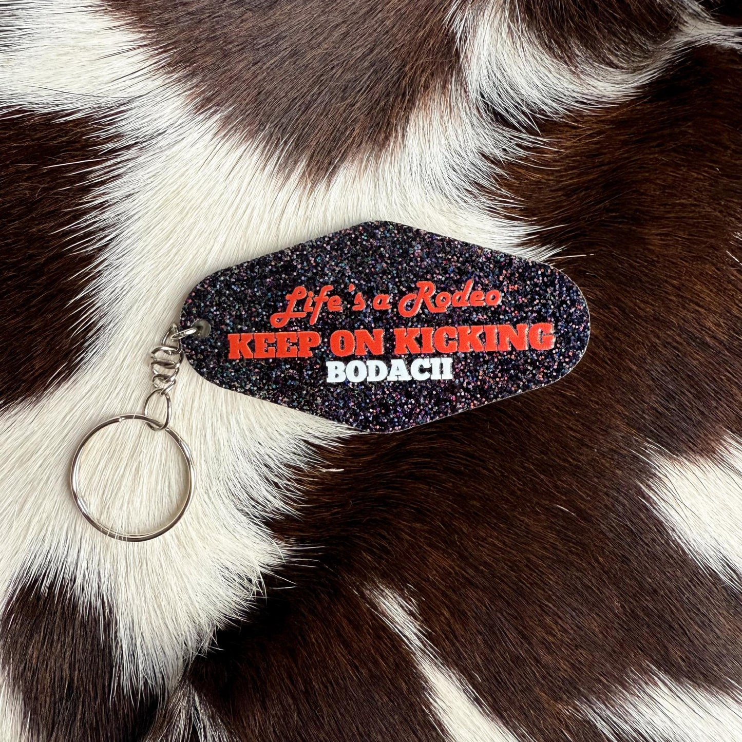 Keep on Kicking Bronc Rider Keyring