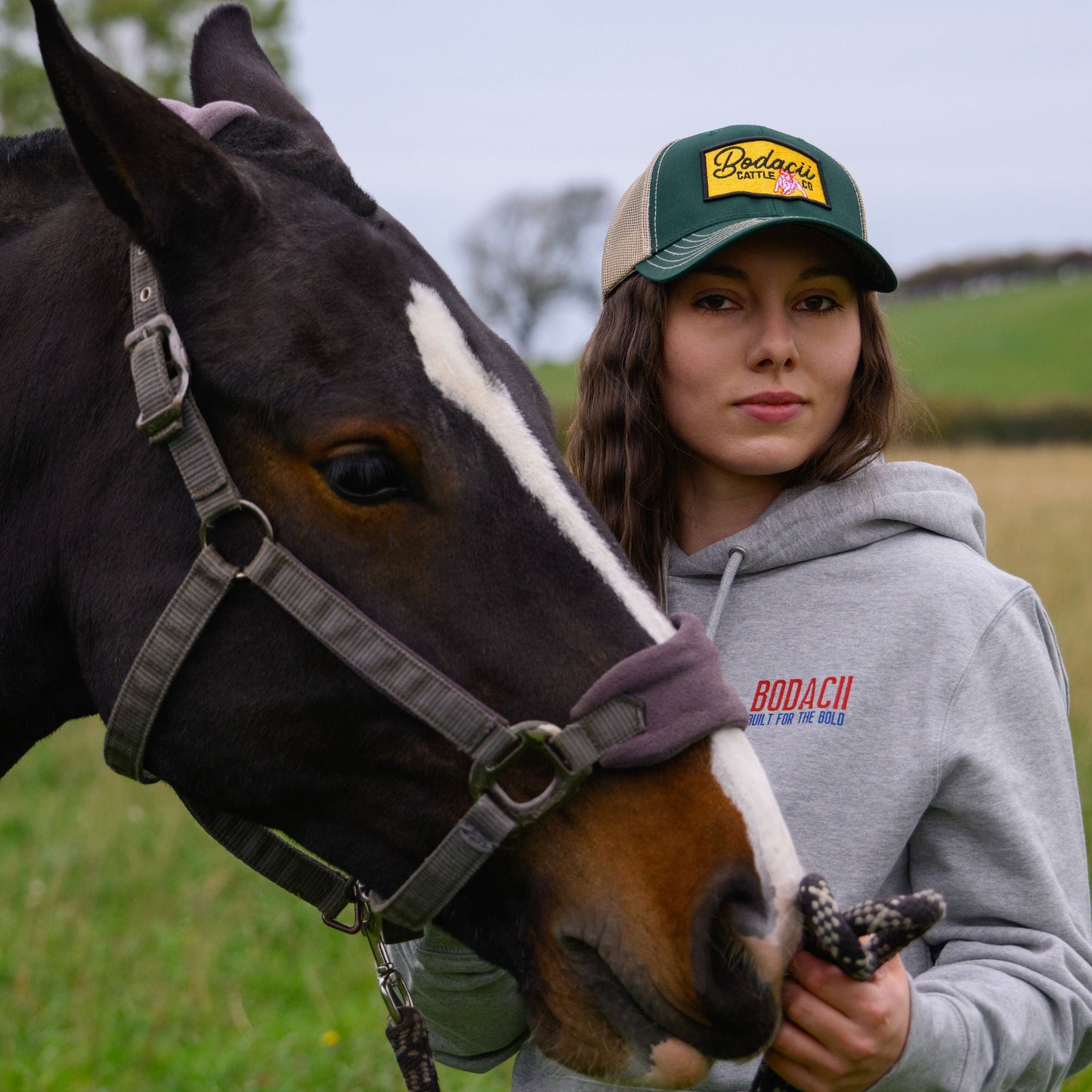 cowgirl trucker cap with horse