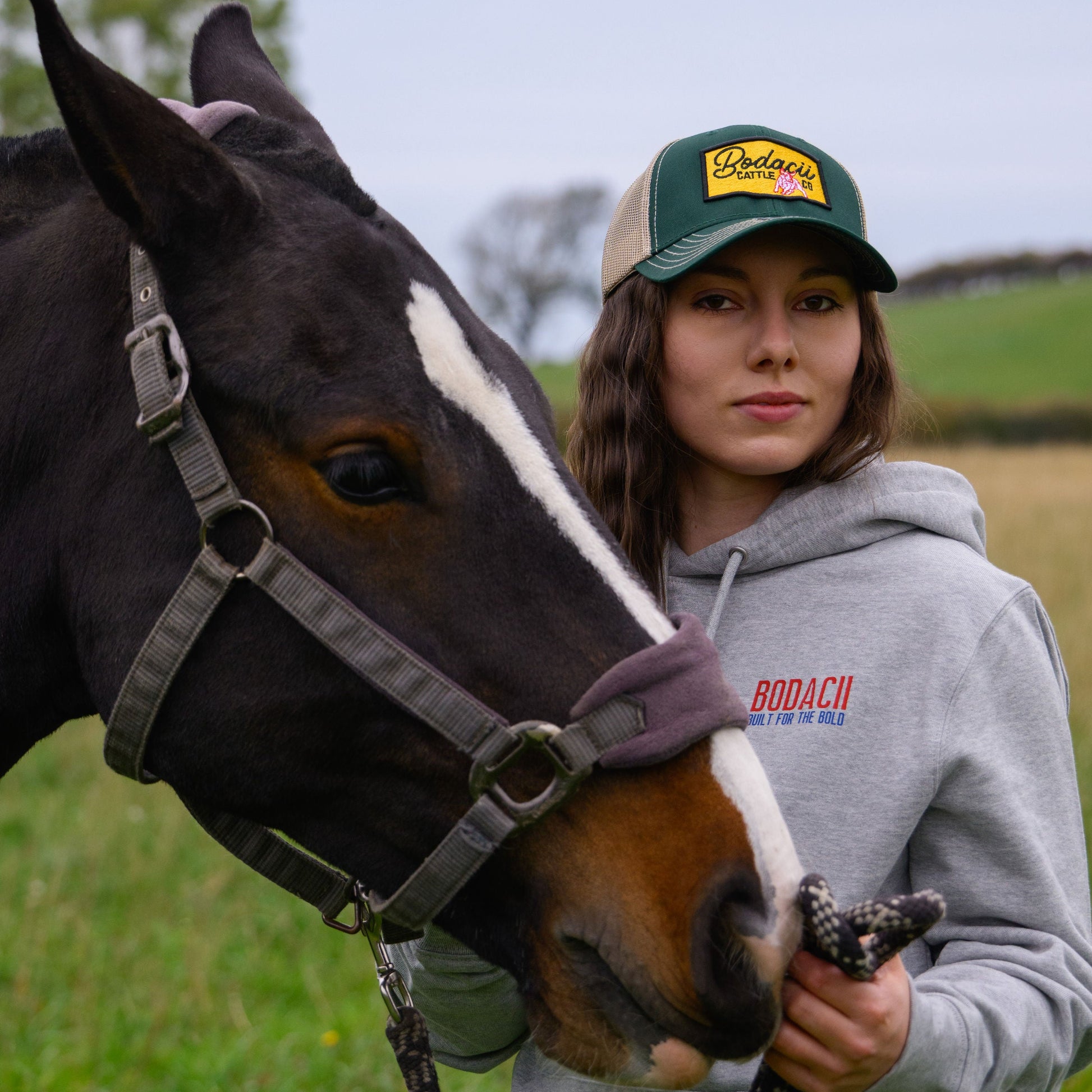 cowgirl trucker cap with horse